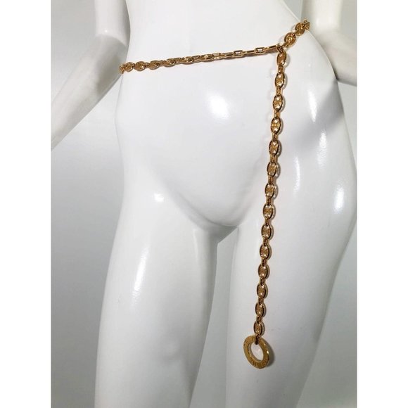 Celine Accessories - Vintage Celine 80s Chain Link Logo Metal Belt